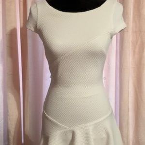 BEBE - White form fitted flaired dress